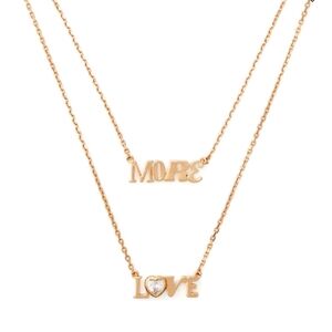 Kate Spade Spell it Out 'More Love' layered pendant necklace rose gold w/pouch